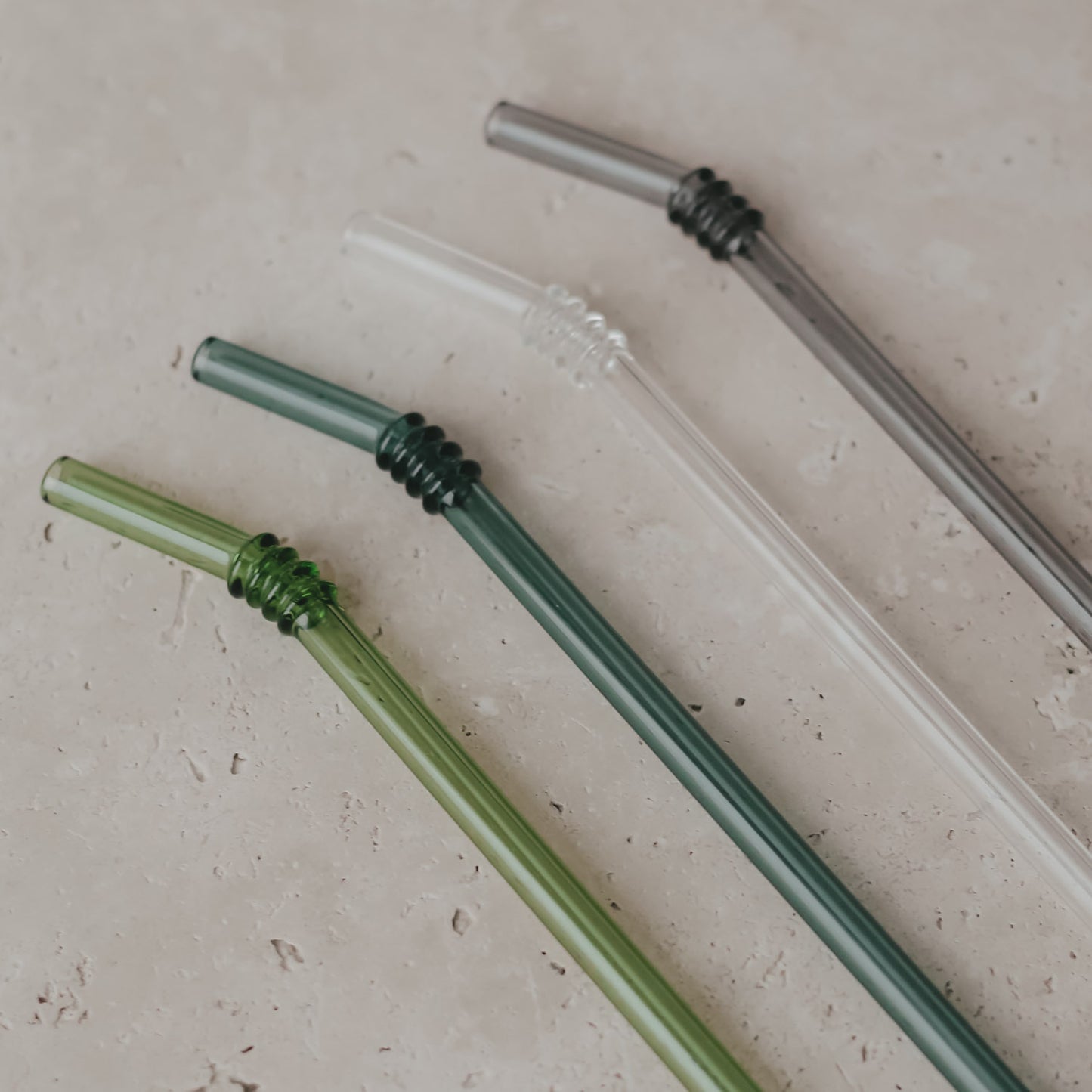 Pailles pliées en verre 20cm vert en lot de 4 (VE = 10 lots)