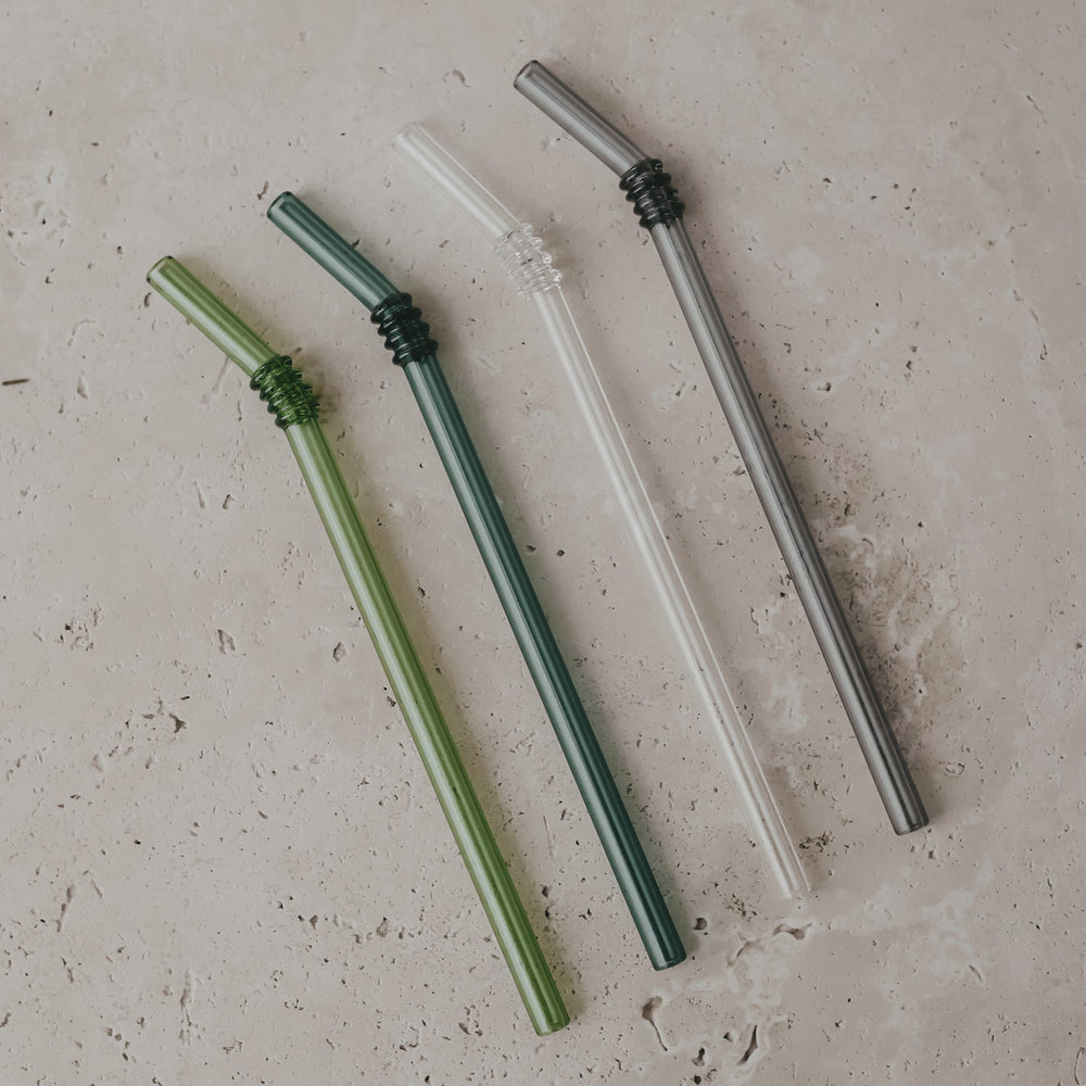 Pailles pliées en verre 20cm vert en lot de 4 (VE = 10 lots)