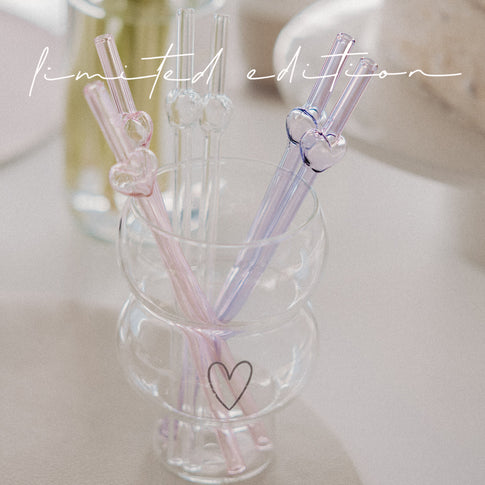 Limitierte Strohhalme Bubble heart 3er Set rosa (VE = 10 Stk.)