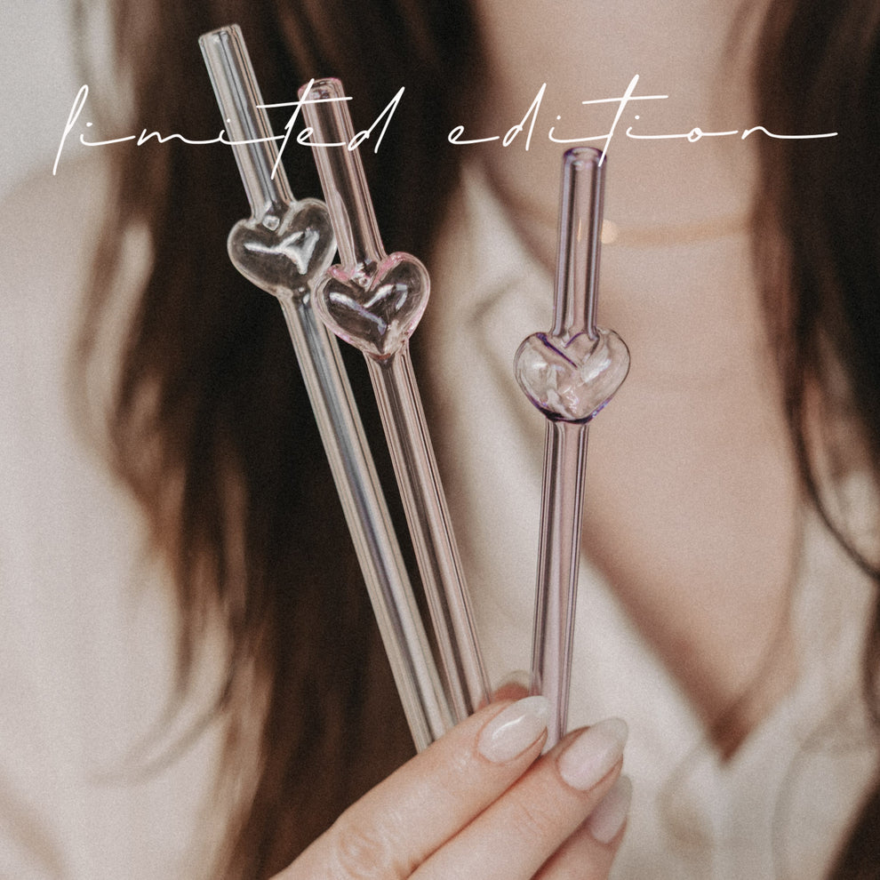 Limitierte Strohhalme Bubble heart 3er Set rosa (VE = 10 Stk.)
