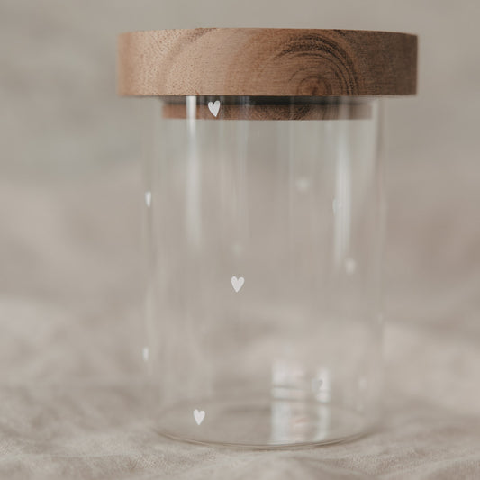 Mini Vorratsglas Herzen weiß (VE = 8 Stk.)