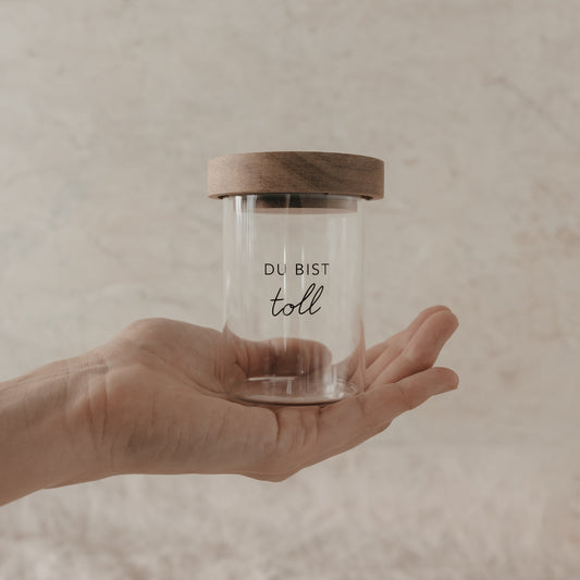 Mini Vorratsglas Du bist toll schwarz (VE = 8 Stk.)