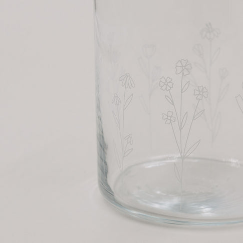 Vase aus Glas groß Blumenwiese (VE = 6 Stk.)
