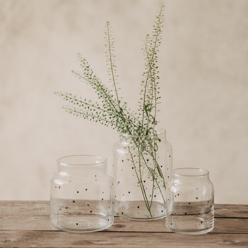 Vase aus Glas mittel Herzen schwarz (VE = 6 Stk.)