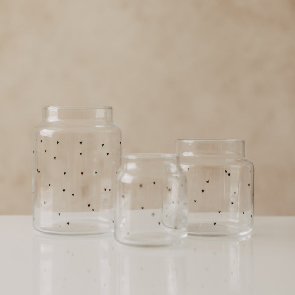 Vase aus Glas klein Herzen schwarz (VE = 6 Stk.)