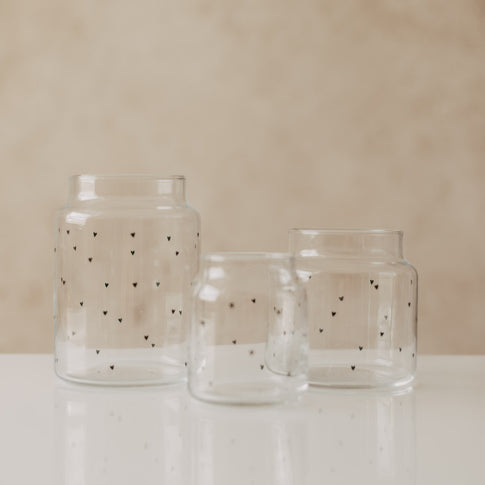 Vase aus Glas klein Herzen schwarz (VE = 6 Stk.)