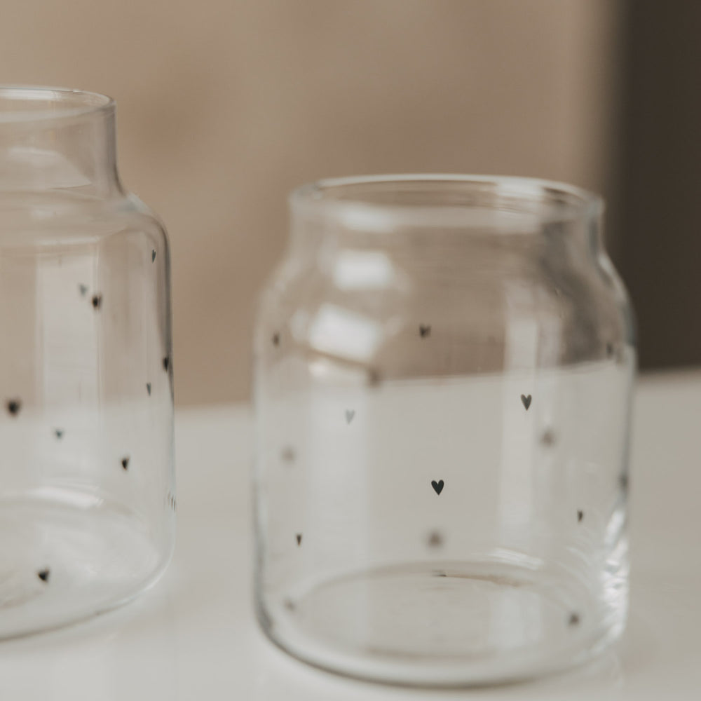 Vase aus Glas klein Herzen schwarz (VE = 6 Stk.)