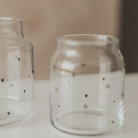 Vase aus Glas klein Herzen schwarz (VE = 6 Stk.)