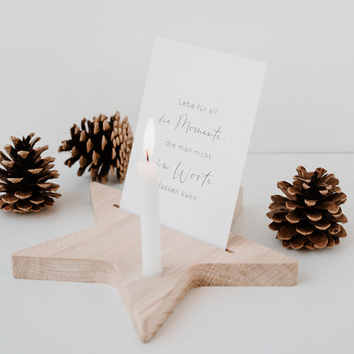 Card holder star made of oak 20cm (pack = 6 pcs.)