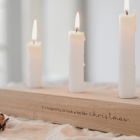 Plateau de bougies de l'Avent en chêne Christmas (VE = 3 Stk)