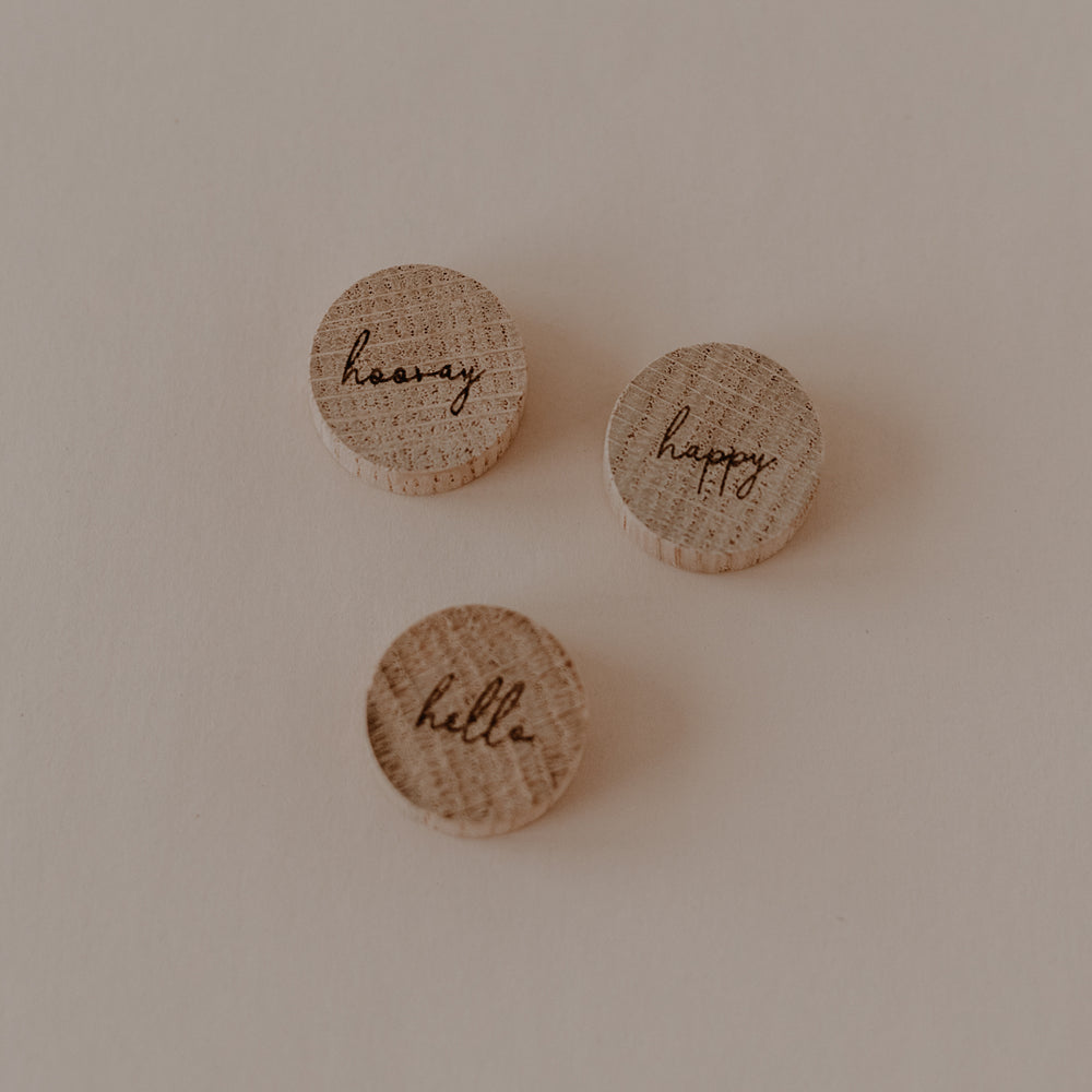 Wooden magnet 3-piece set Hooray (VE = 6 sets)