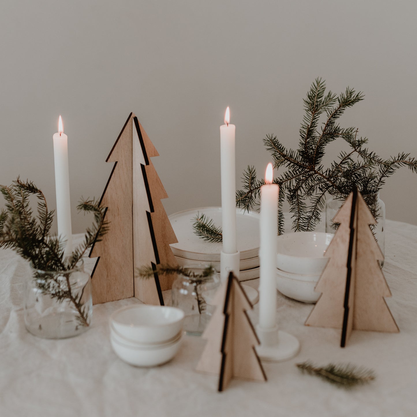 Sapins de Noël en lot de 3 naturel (VE = 6 pcs)