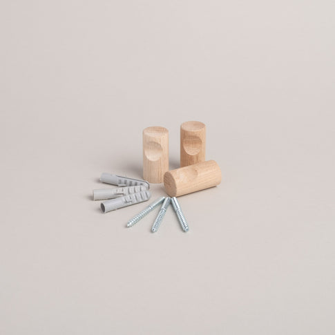 Crochets muraux naturels en lot de 3 (VE = 6 lots)