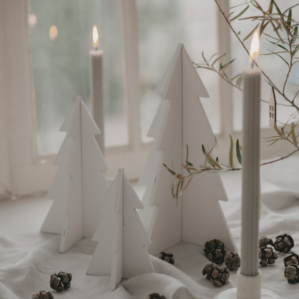 Sapins de Noël en lot de 3 blancs (VE = 6 pcs)