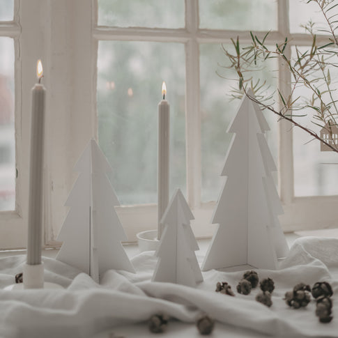 Sapins de Noël en lot de 3 blancs (VE = 6 pcs)