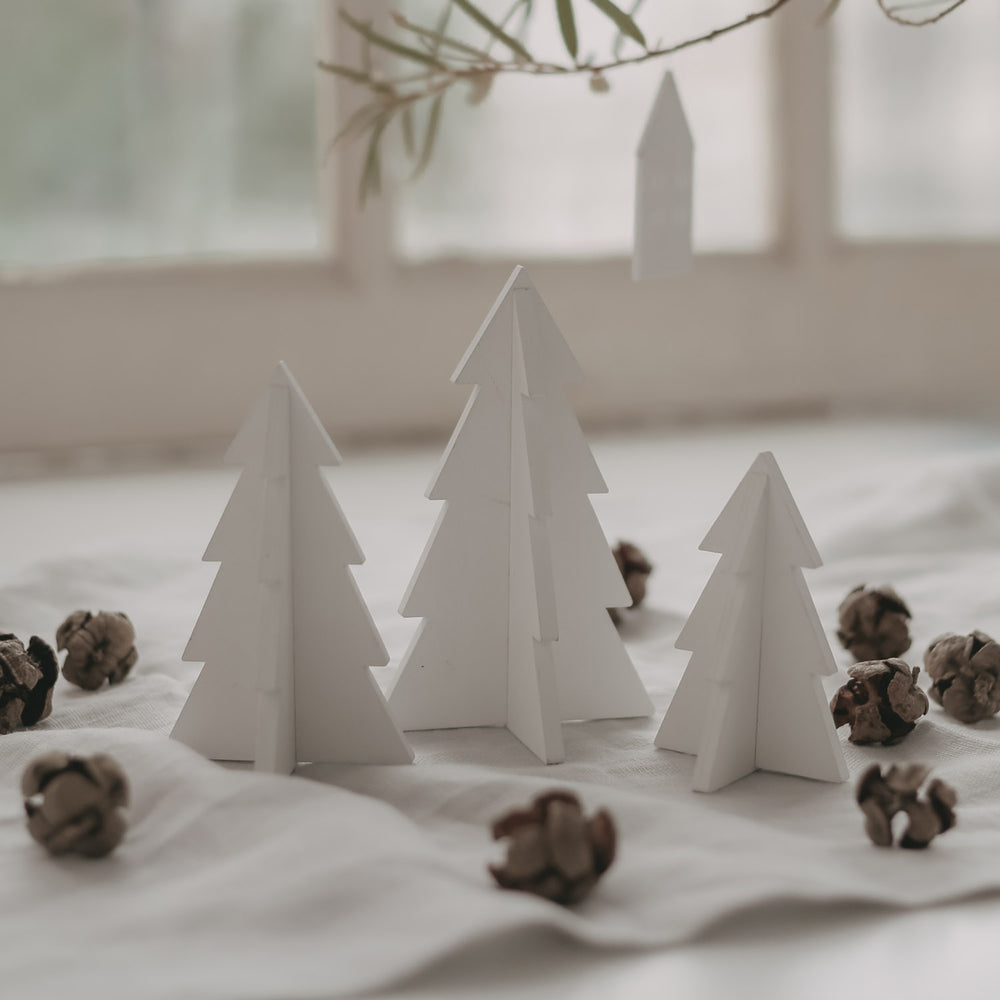 3-piece set small white Christmas trees (pack of 6 pcs.)