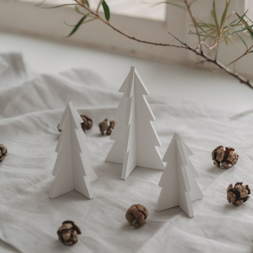 3-piece set small white Christmas trees (pack of 6 pcs.)