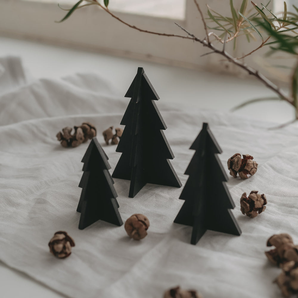 3-piece set small black Christmas trees (pack of 6 pcs.)