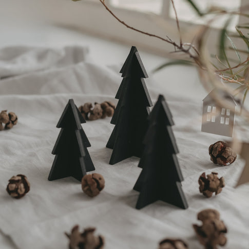 3-piece set small black Christmas trees (pack of 6 pcs.)