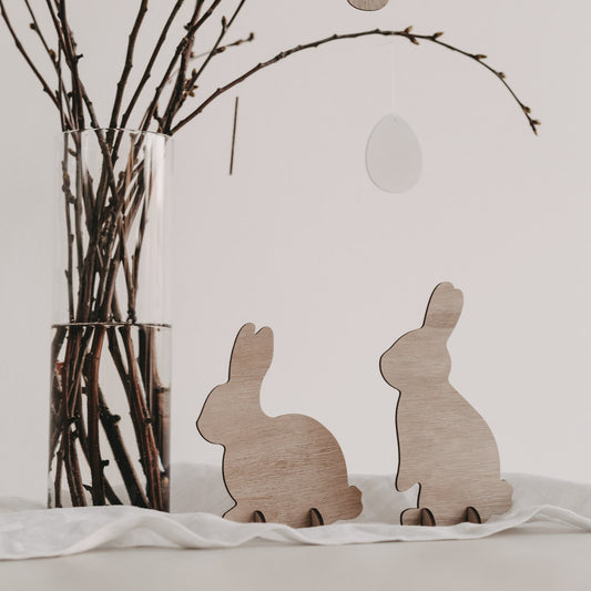 Lapins en bois naturel lot de 2 (VE = 6 pcs.)