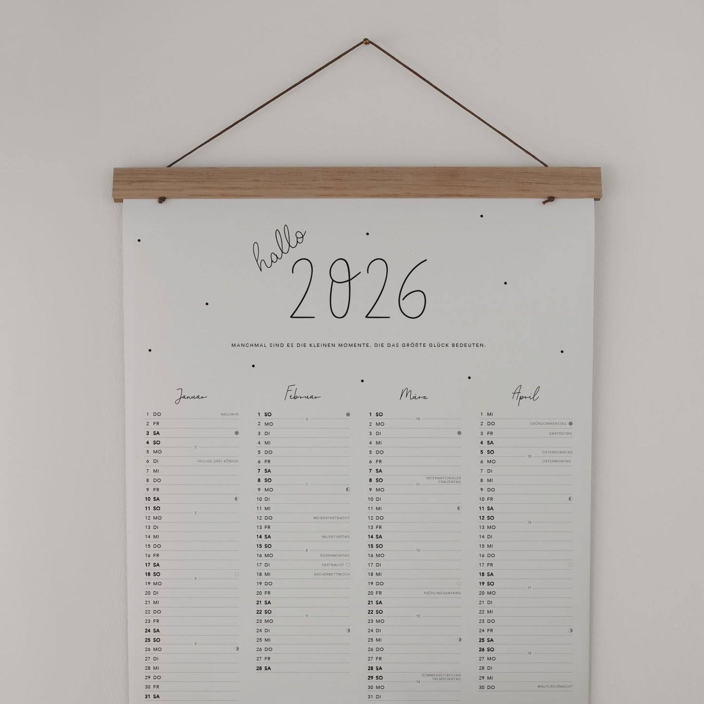 Calendrier mural 2026 (VE = 6 pcs)