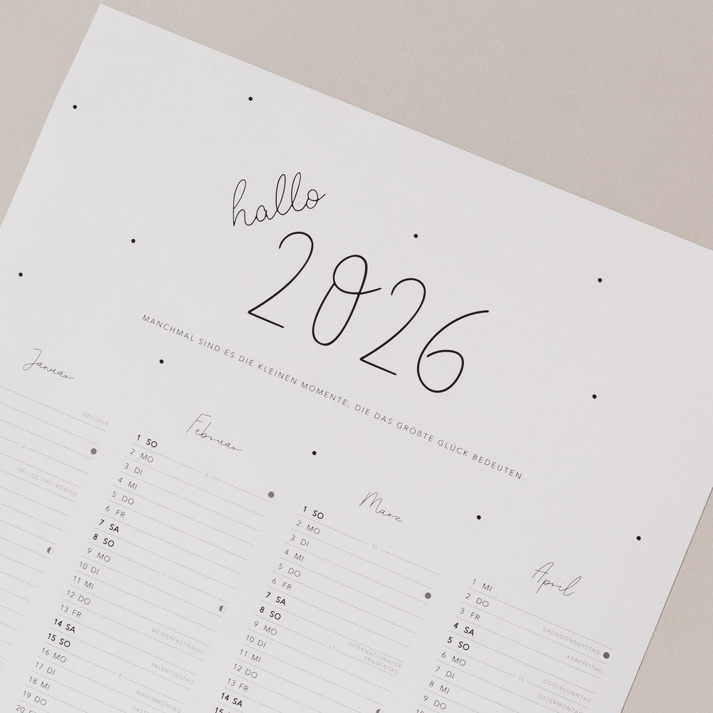 Calendrier mural 2026 (VE = 6 pcs)