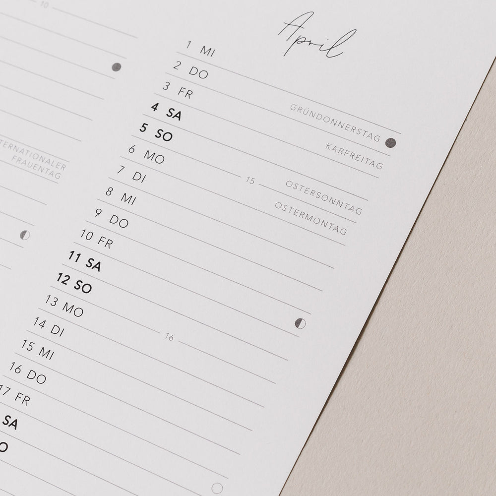 Calendrier mural 2026 (VE = 6 pcs)