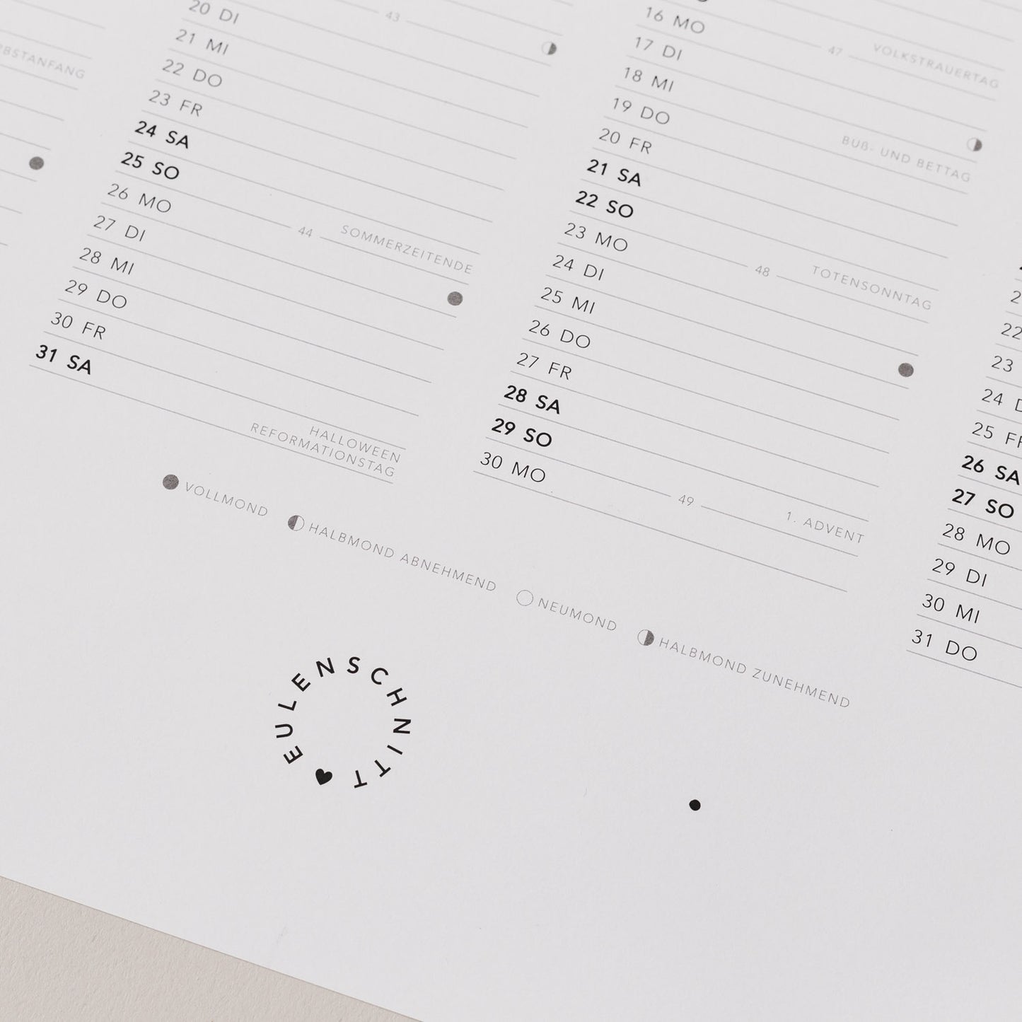 Calendrier mural 2026 (VE = 6 pcs)