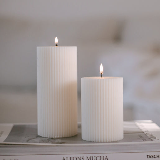 Bougie bloc rainurée 70 x 150 blanche (VE = 6 pcs)