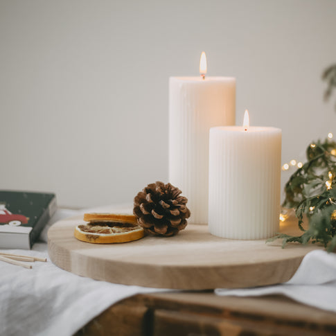Block candle grooves 70 x 150 white (pack = 6 pcs)