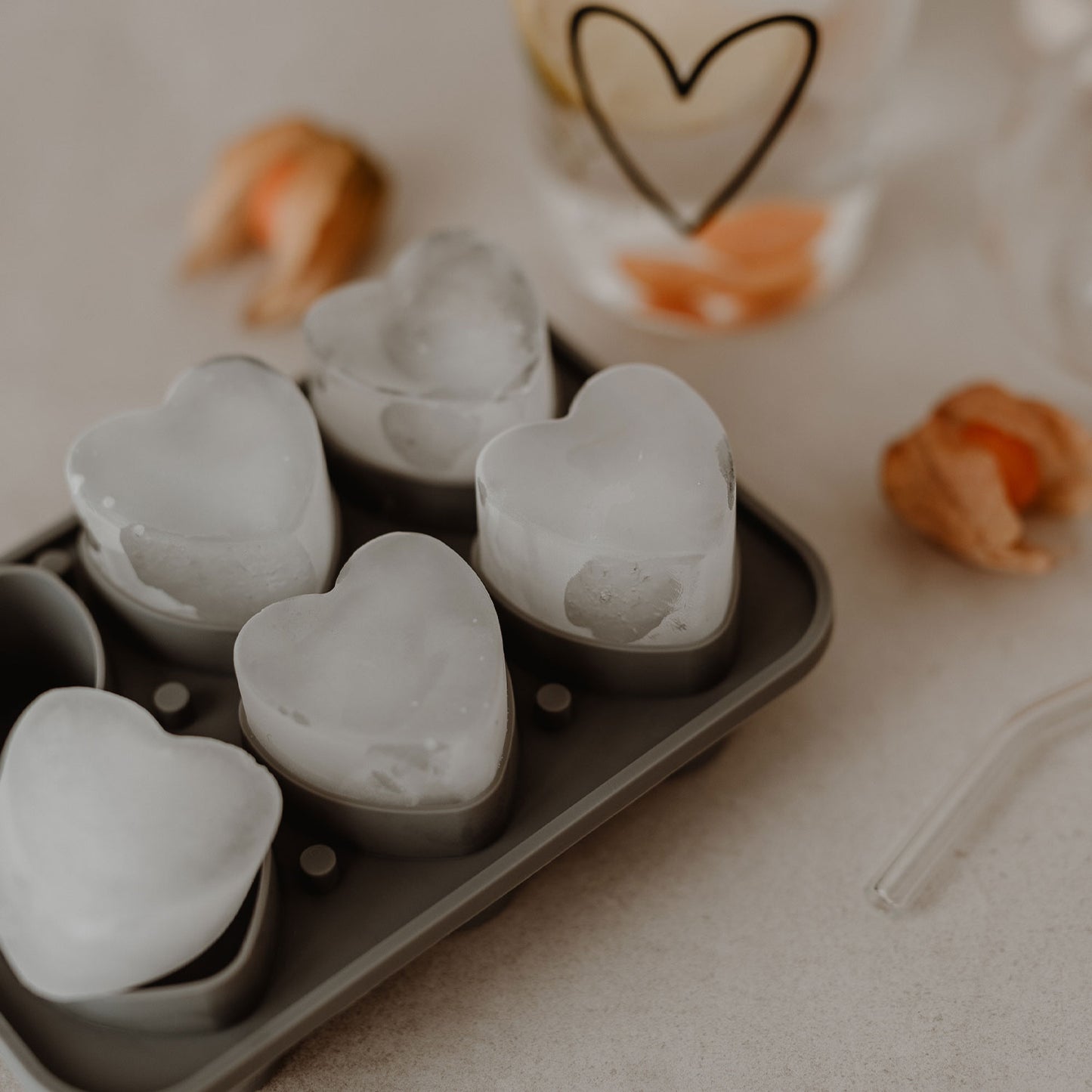 Moule à glaçons cœurs gris (VE = 6 pcs)