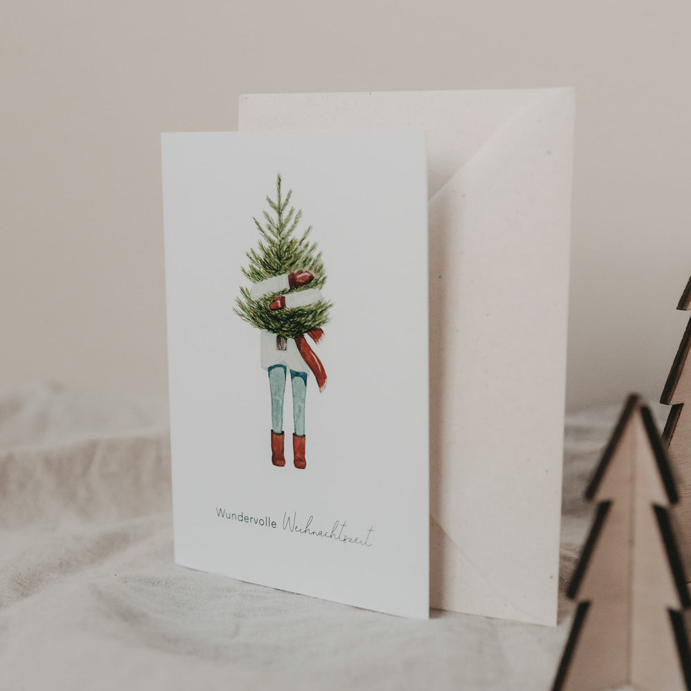 Folded card Christmas girl (PU = 10 pcs.)
