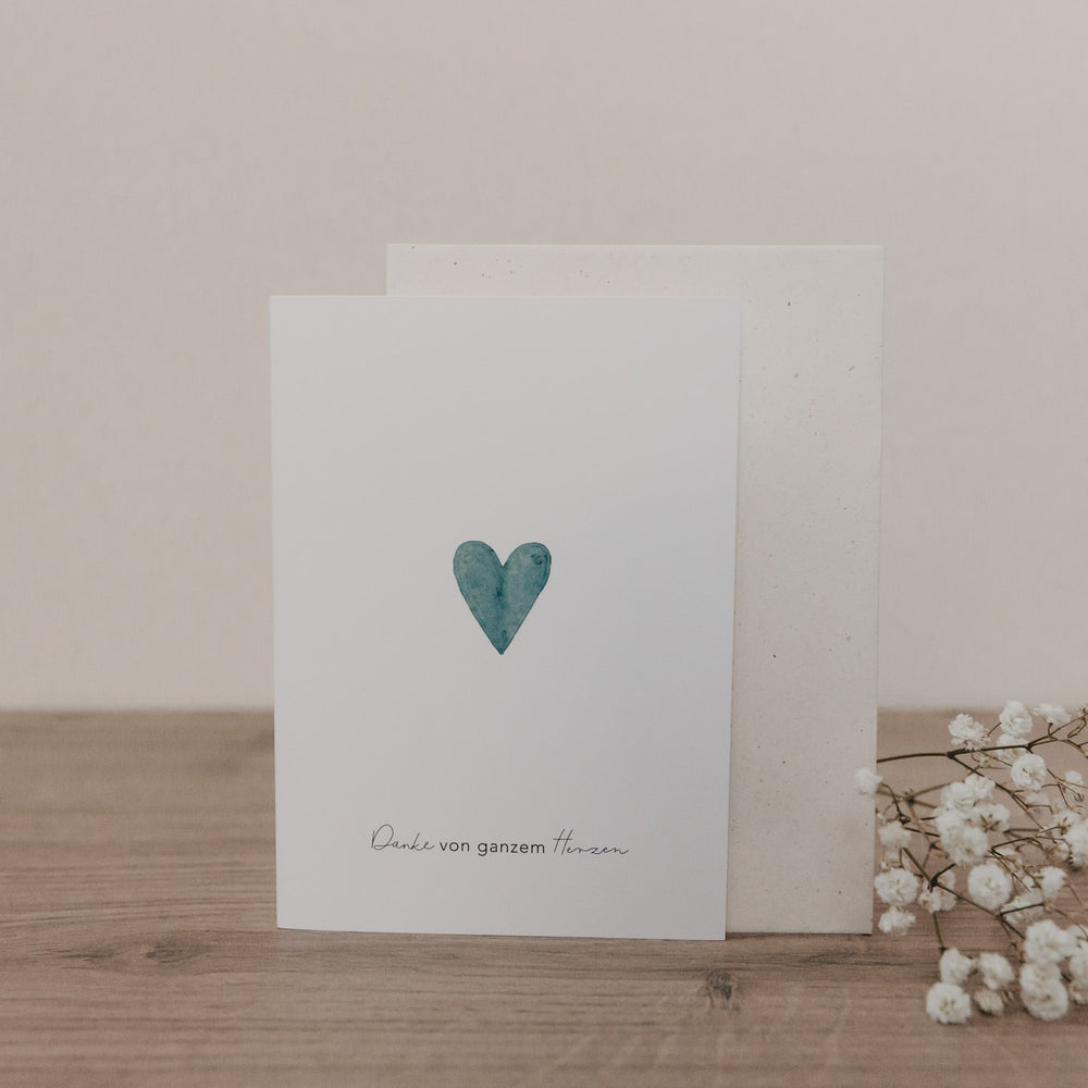 Folded card heart blue (pack = 10 pcs.)