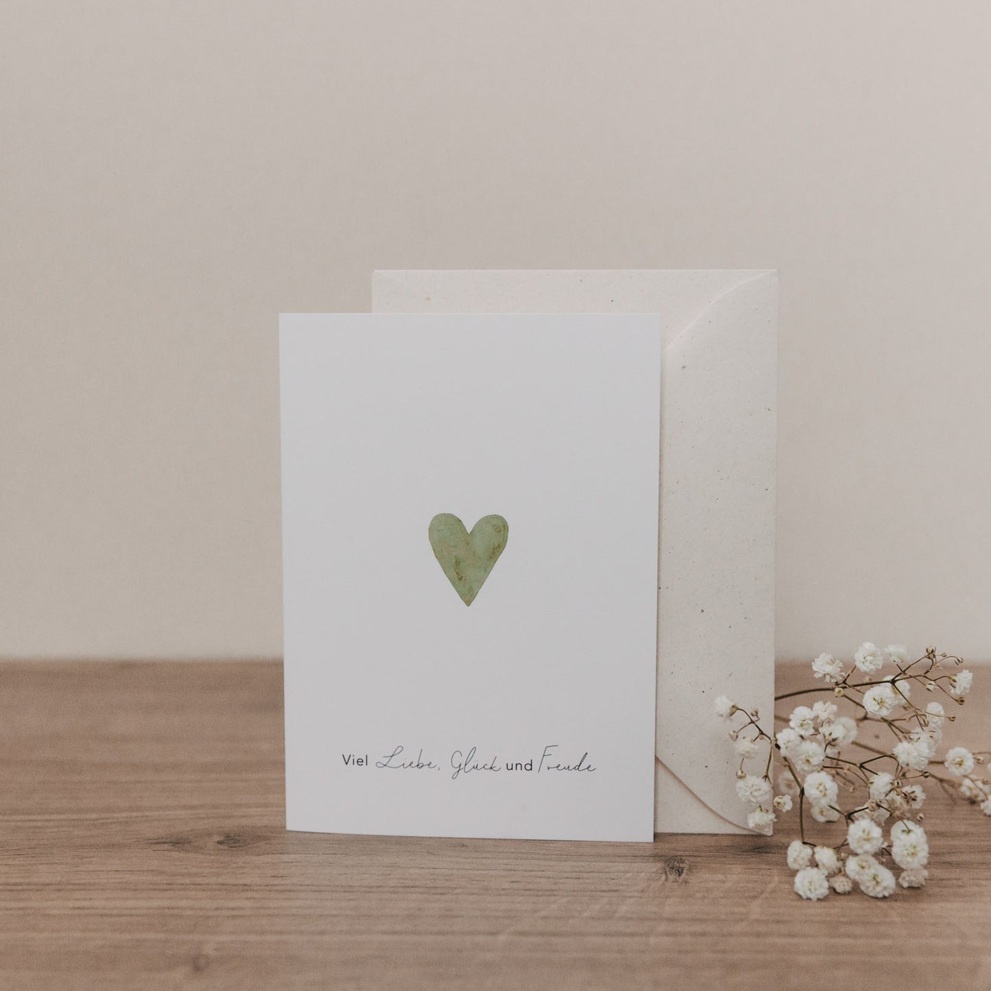 Folded card heart green (pack = 10 pcs.)