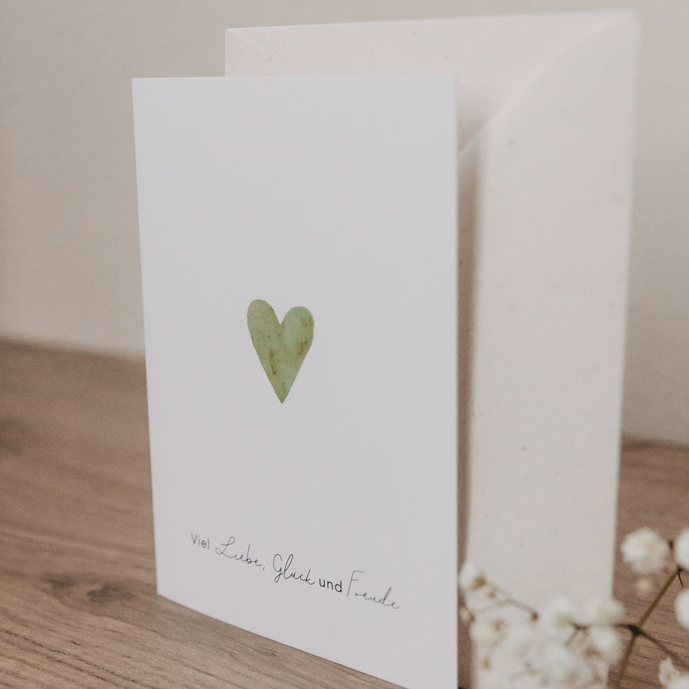 Folded card heart green (pack = 10 pcs.)