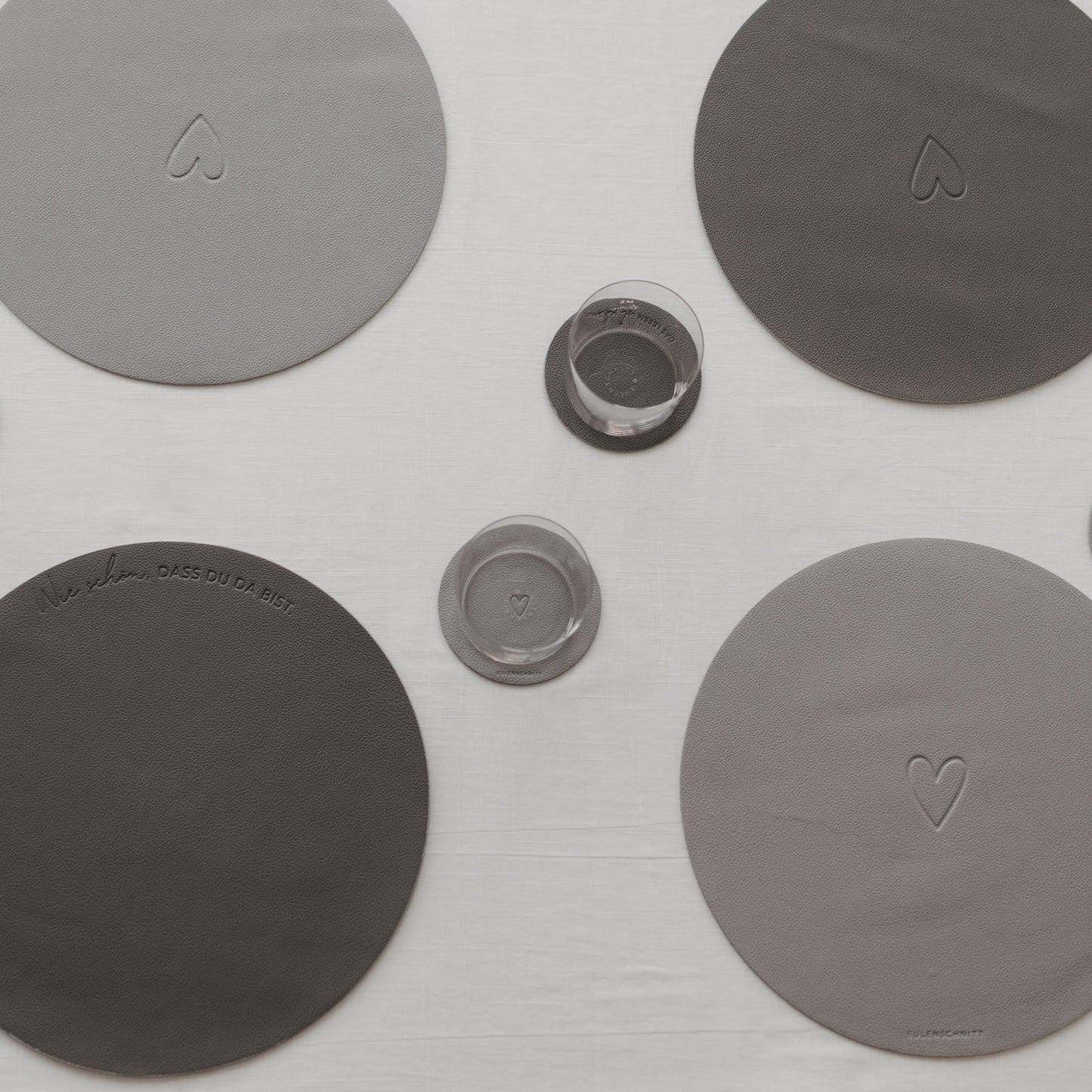 Wendbare Untersetzer Herz 2er Set Grau (VE = 6 Stk.)