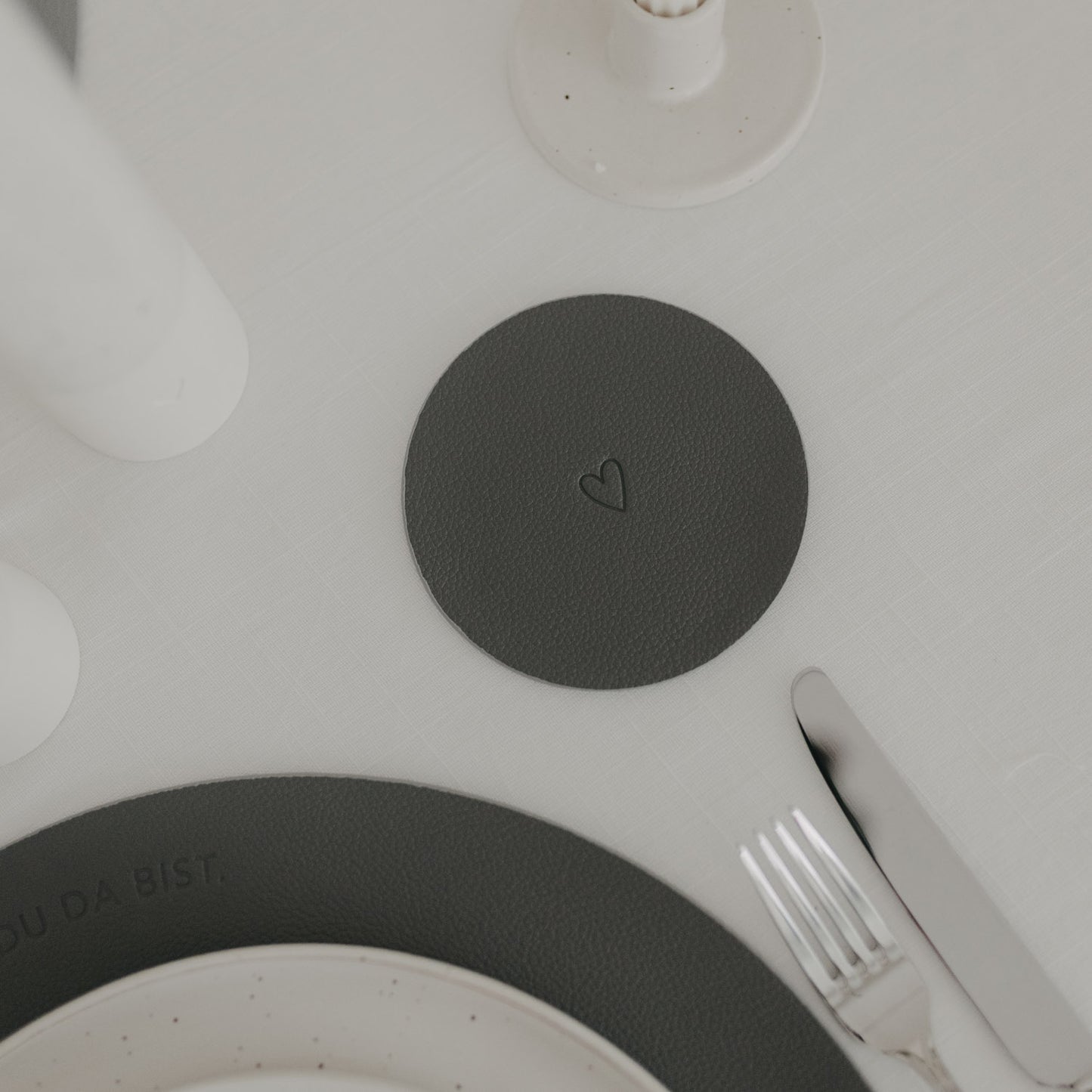 Wendbare Untersetzer Herz 2er Set Grau (VE = 6 Stk.)