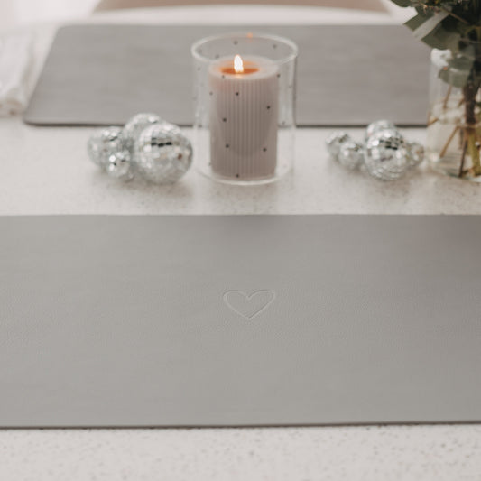 Wendbares Platzset eckig Herz Grau (VE = 6 Stk.)