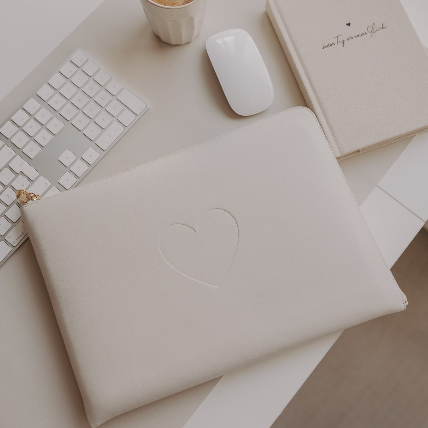 Laptoptasche Herz creme (VE = 4 Stk.)