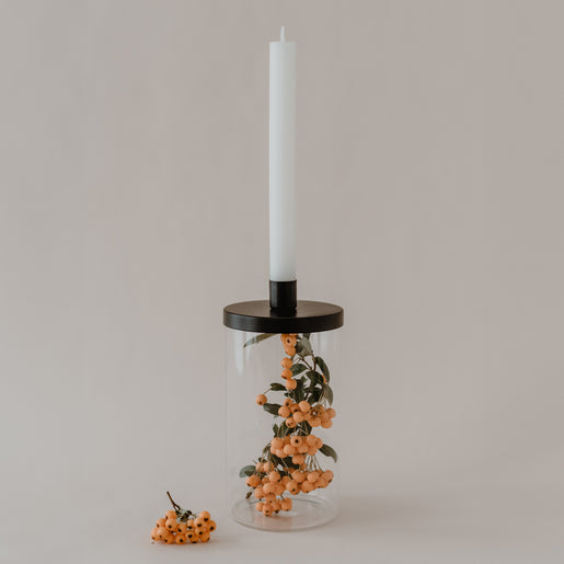 Black candle holder for storage jar (pack of 4 pcs)