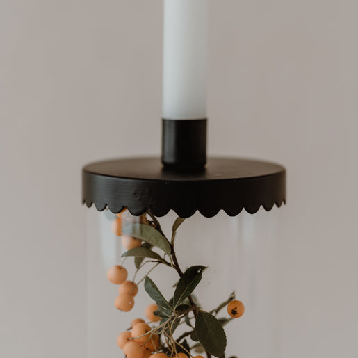 Black candle holder wave for storage jar (pack = 4 pcs)