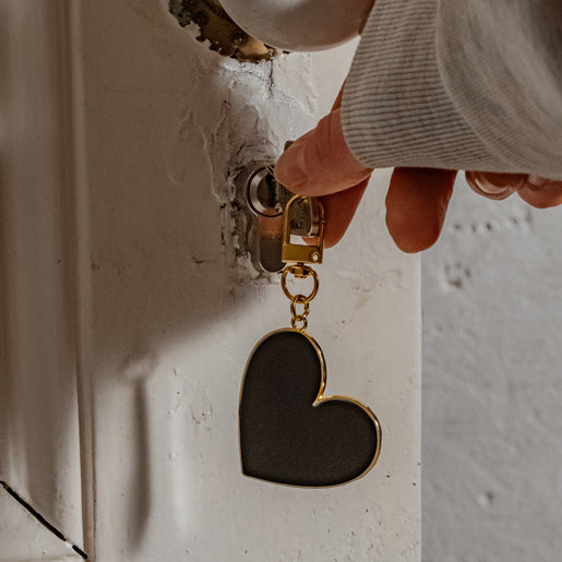 Porte-clés grand cœur noir (VE = 6 pièces)