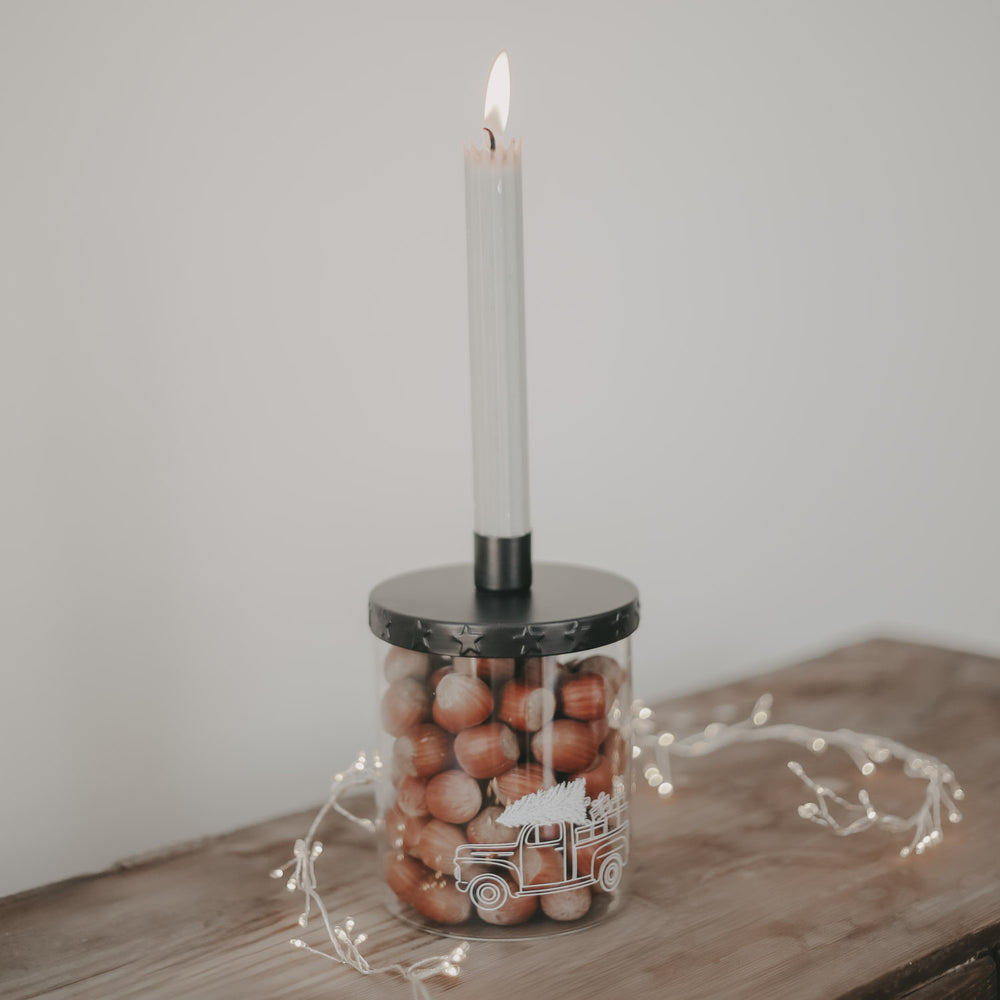 Bougeoir noir étoiles (VE = 4 pcs)