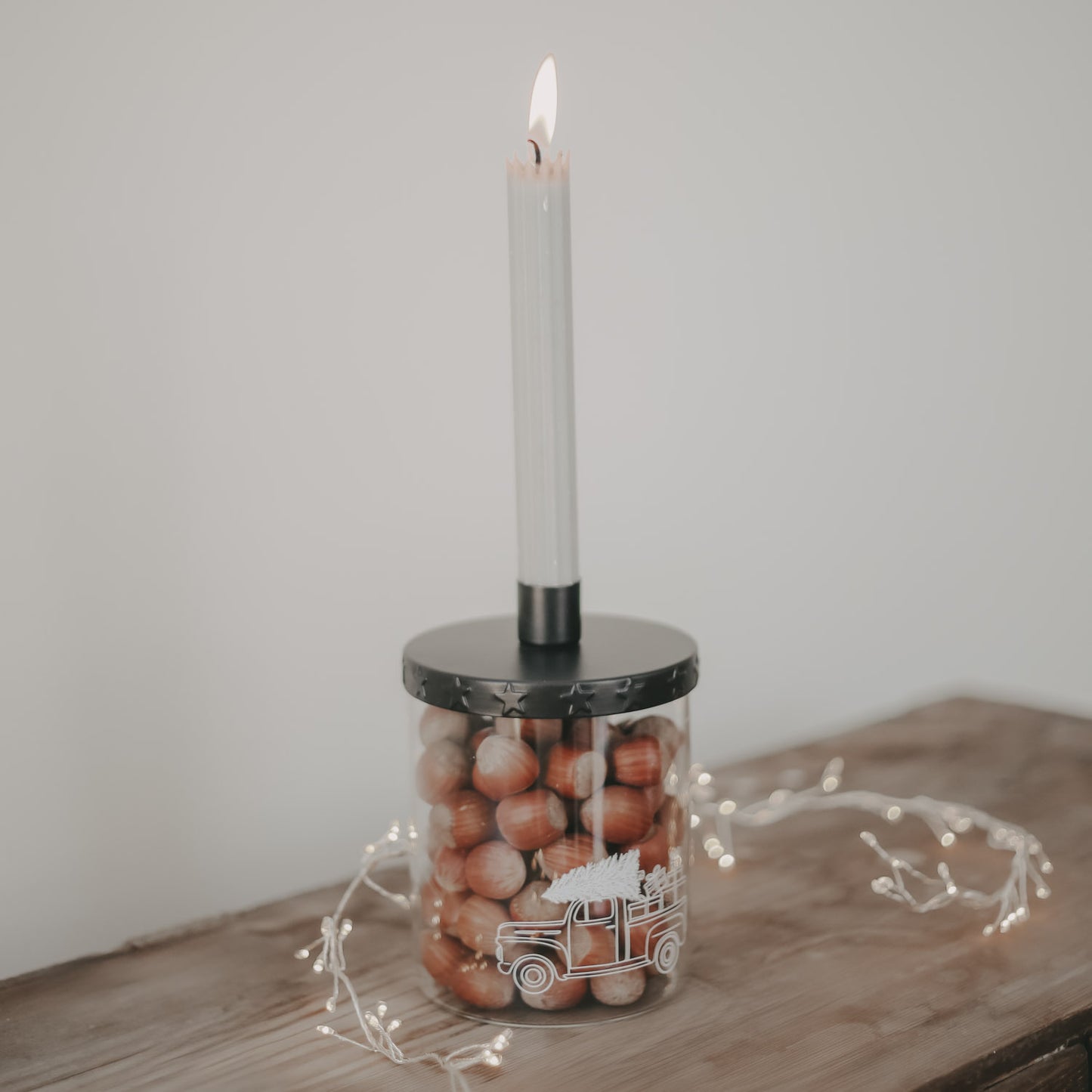 Bougeoir noir étoiles (VE = 4 pcs)