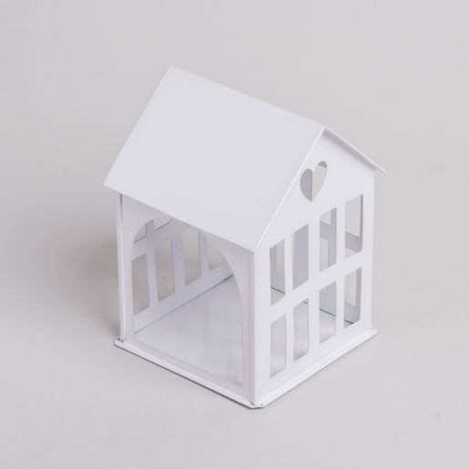 Petite maison en métal blanche (VE = 4 pcs)