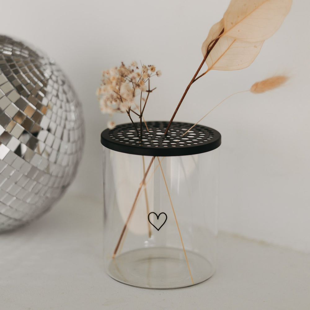 Metalldeckel Blumenhalter schwarz  (VE = 10 Stk)