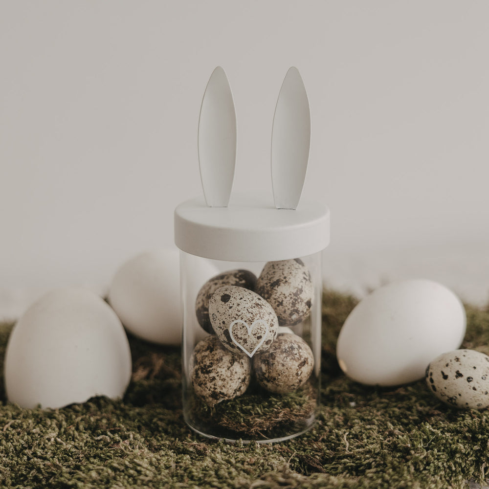 Metalldeckel Hasenohren weiß Mini Vorratsglas (VE = 6 Stk)