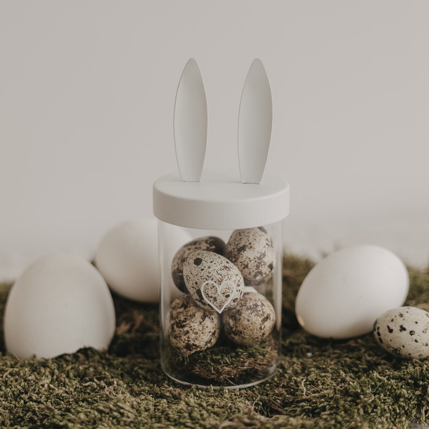 Metalldeckel Hasenohren weiß Mini Vorratsglas (VE = 6 Stk)