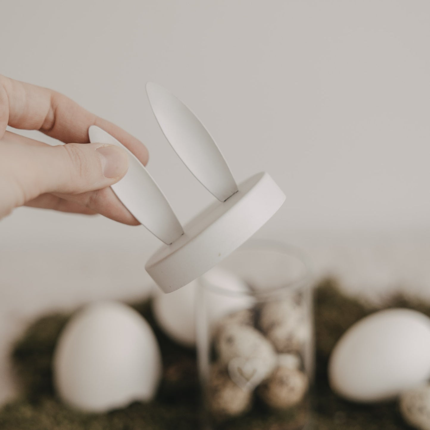 Metalldeckel Hasenohren weiß Mini Vorratsglas (VE = 6 Stk)