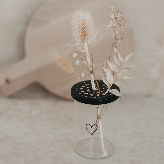 Metalldeckel Blumenhalter Mini schwarz  (VE = 10 Stk.)